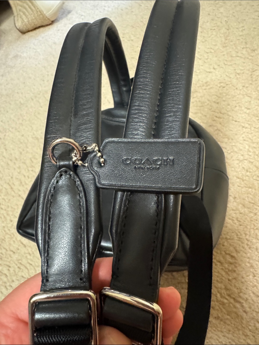 Coach Black Croc-Embossed Leather Mini Backpack with Front Pocket - Picture 4 of 8